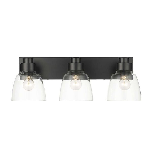 Remy Matte Black with Clear Glass Three-Light Bath Vanity, image 1